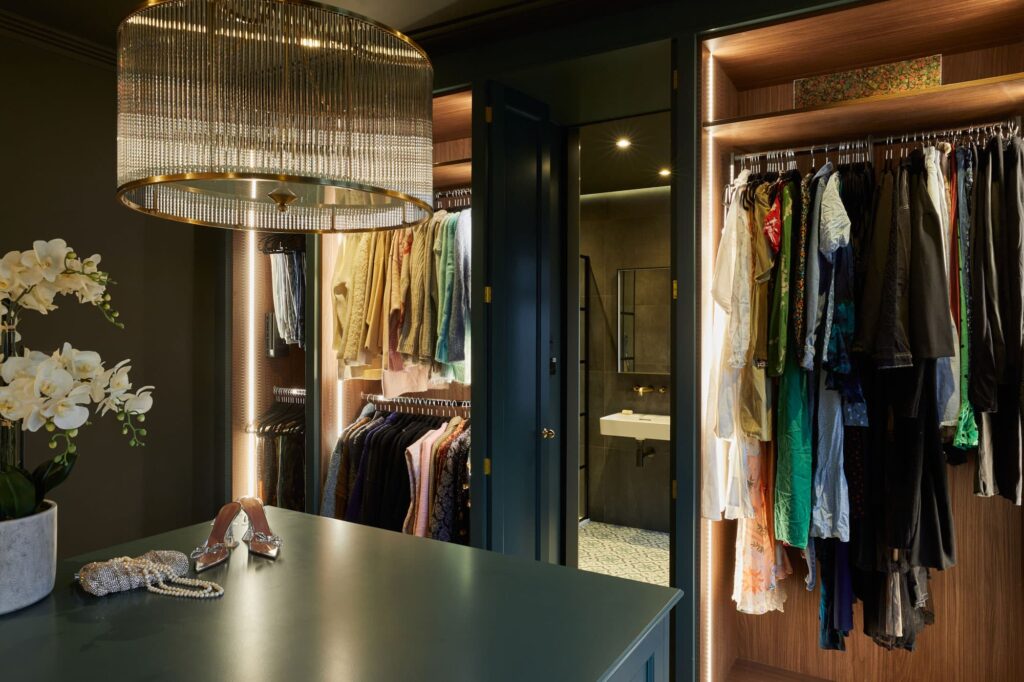 A made-to-measure walk-in wardrobe from The Heritage Wardrobe Company