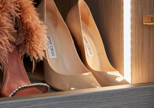 Custom shoe rack for fitted luxury wardrobe