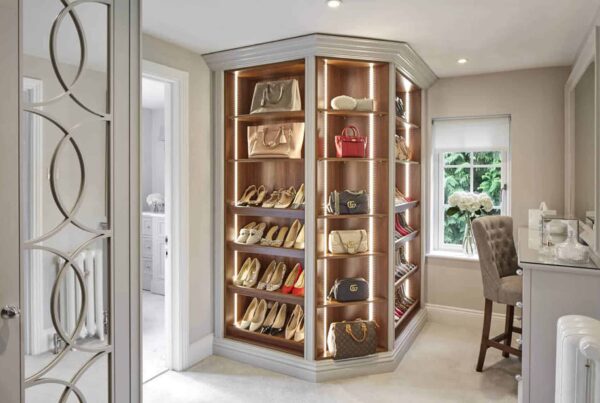 Walk-in closet with an elegant design