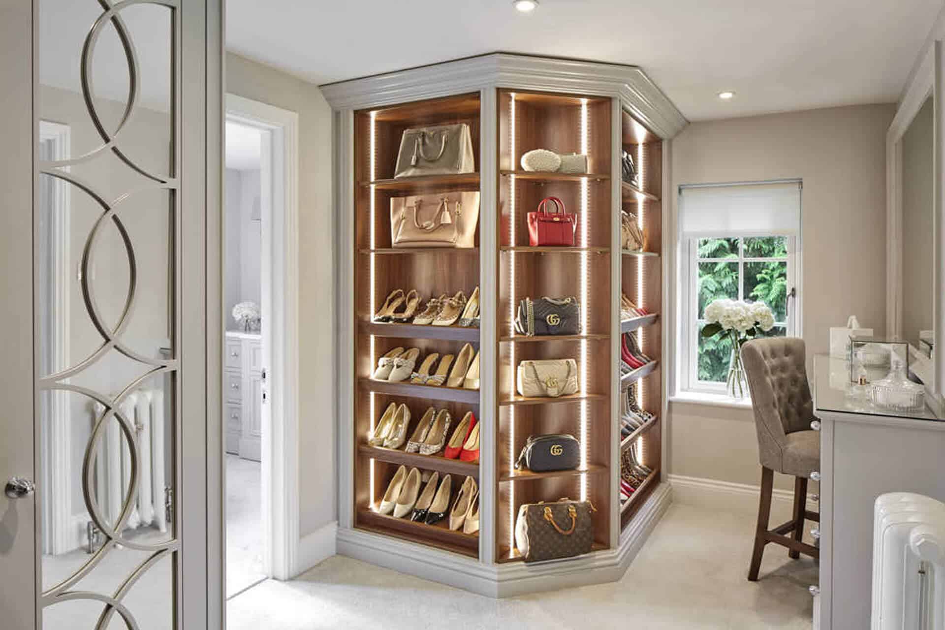Walk-in closet with an elegant design