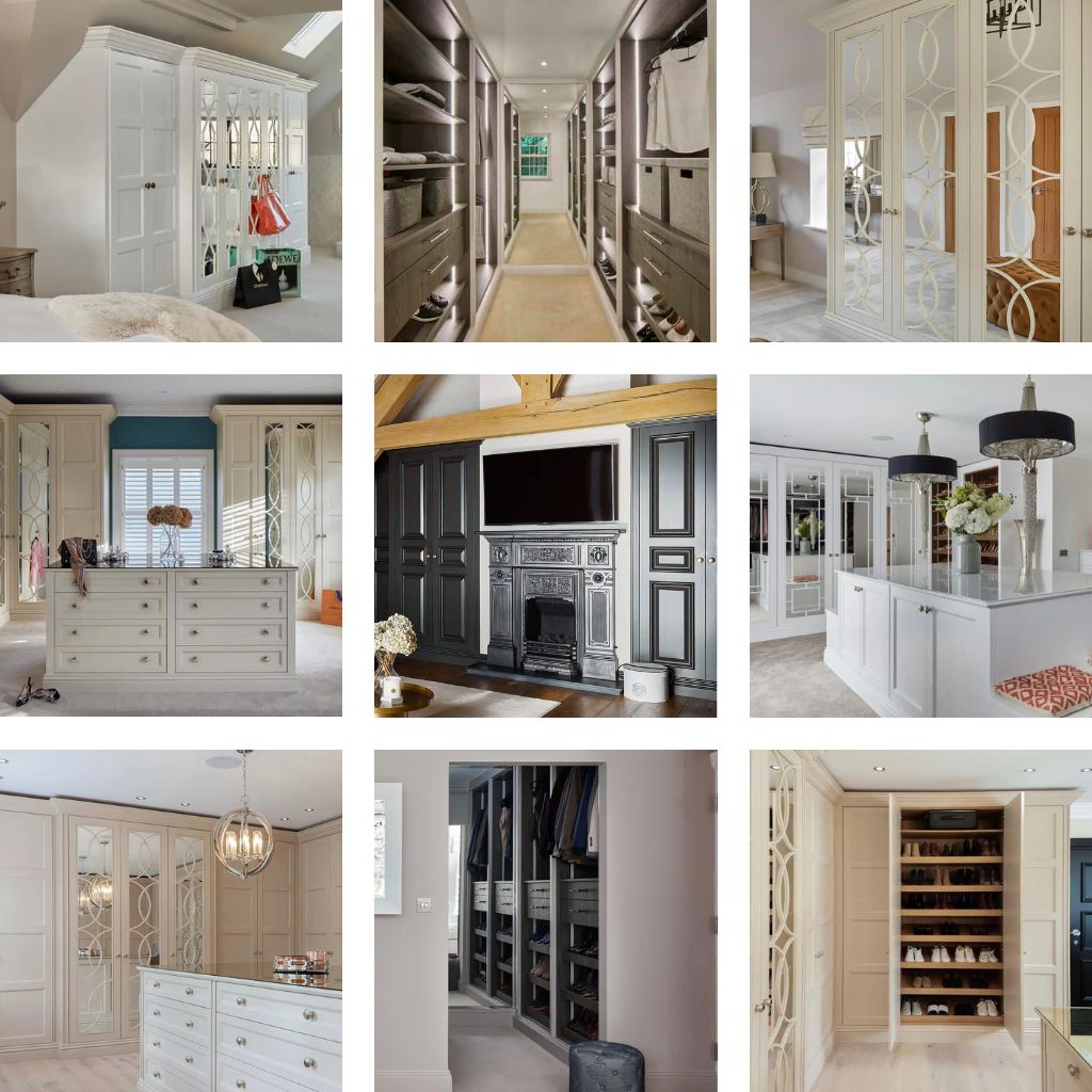 collage of luxury fiited wardrobes