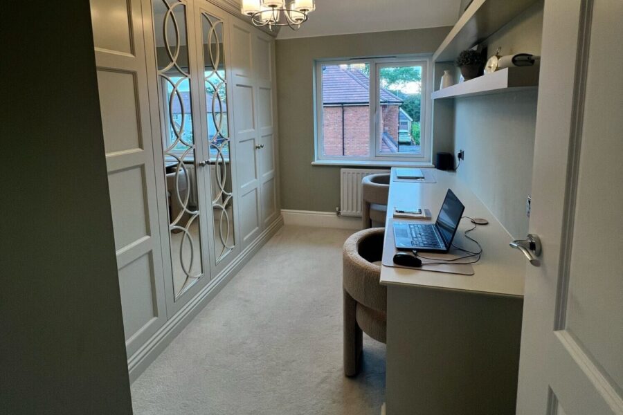 Comfortable and efficient home office with bespoke fitted storage