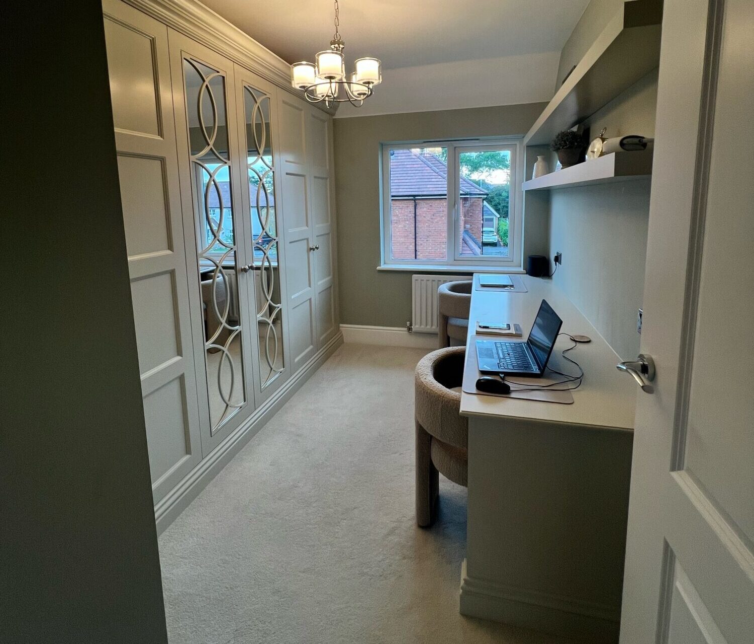 Comfortable and efficient home office with bespoke fitted storage