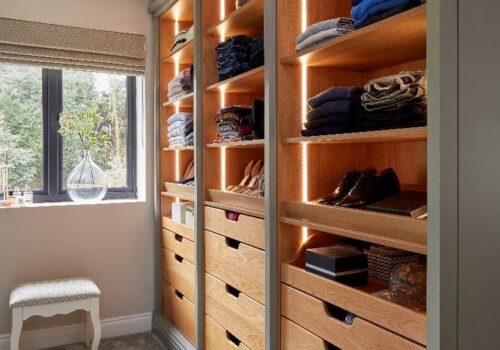 open fronted walk-in wardrobe