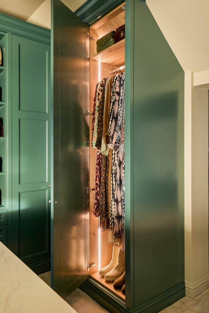 Heritage Wardrobes - Wall Hall4198-1440x2160 Victorian style dressing room with lighting - opened