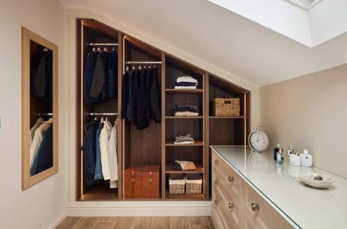 bespoke walk-in wardrobe in small room