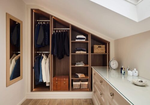 bespoke walk-in wardrobe in small room