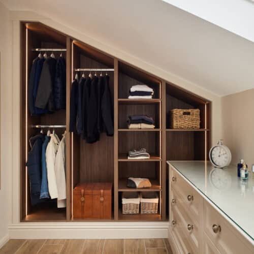 bespoke walk-in wardrobe in small room