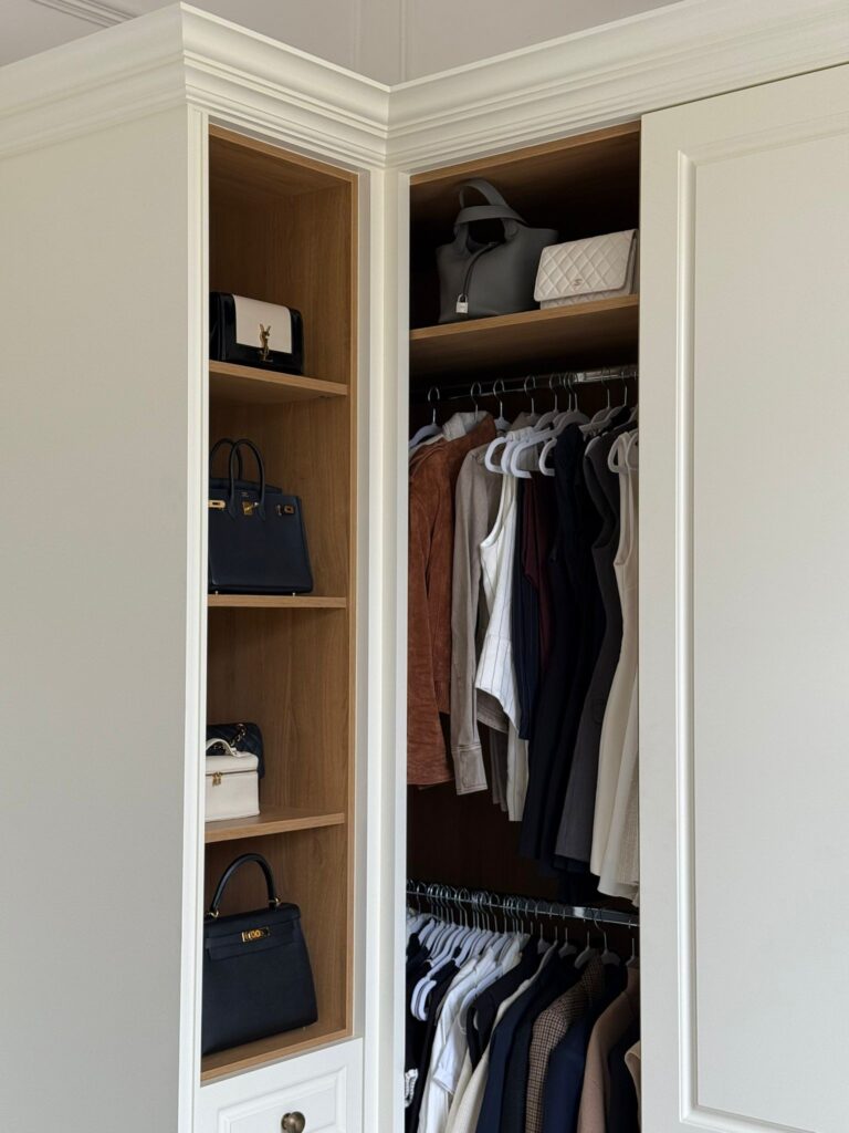 Lorna-10 Tilford Jubilee fitted wardrobe with open fronted shelving